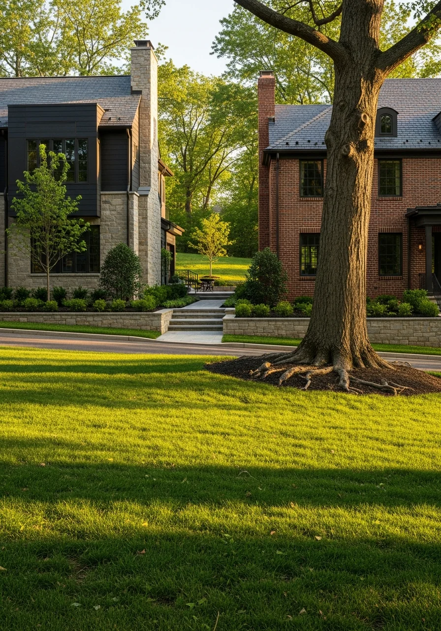 Diverse Fairfax County home styles ranging from traditional brick colonials to modern contemporary designs.